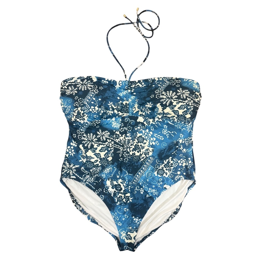 Lauren Ralph Lauren‎ Womens 22W Blue Floral Halter One Piece Swimsuit 20403166W